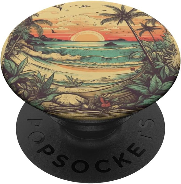 Tropical Beach Surfing Holidays Summer Palms Ocean Sun PopSockets Standard PopGrip