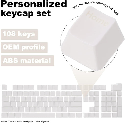 MECCANIXITY 108 Keys Pudding Keycaps Set OEM Profile 60 Percent ABS for Mechanical Keyboard Layout, Cream White Double Shot by MECCANIXITY