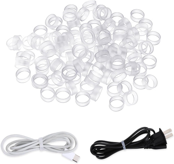 200 Pieces 0.5 Inch Small Elastic Silicone Rubber Bands, Clear Strong Rubberbands for Wire Cord Cable Wrapping