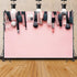 XMJJKUF 8x6.5ft Polyester Makeup Tools Backdrop Pink Makeup Set Backdrop Brush Lipstick Eyeshadow