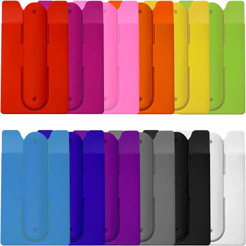 Silicone Phone Card Holder Pocket with Stand - Stick On Wallet, Adhesive Credit Card Pouch for iPhone & Samsung Galaxy
