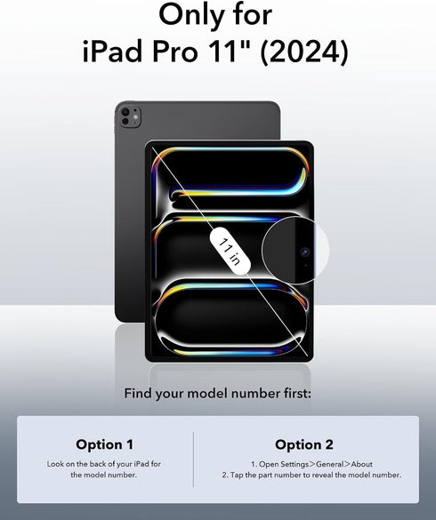 iPad Pro 11 inch 2024 M4 Case (Model: A2837/A3006) with Pencil Holder, Slim Trifold Stand, Smart Cover, Black