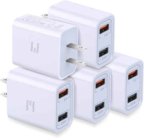 USB Wall Charger Block, Costyle 5 Pack 30W Dual Ports USB Quick Fast Charger 3.0 & 5V 2.4A for Samsung Galaxy, iPhone