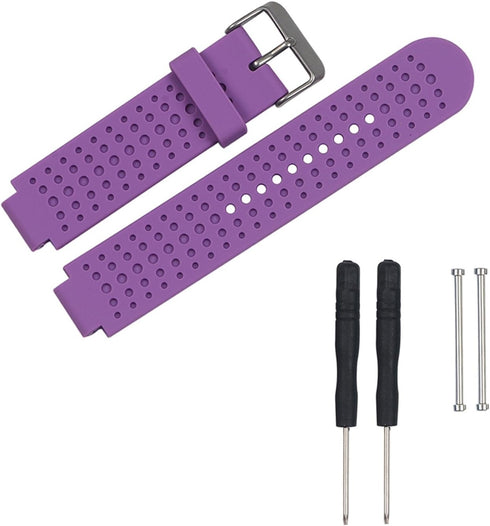 LICHIFIT Silicone Watch Band Strap Replacement for Garmin Forerunner 220 230 235 630 620 735 with Pins & Tools (Purple)
