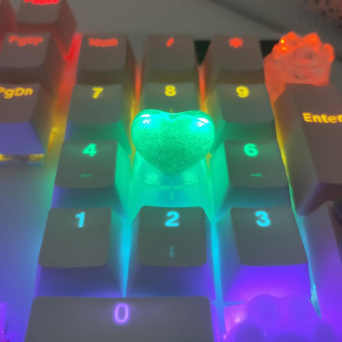 Personalized Cute Love Heart Keycap, Handmade OEM Profile Keycap for Mechanical Keyboard MX Switch (Green)