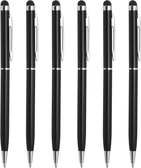 MECCANIXITY 6pcs Metal Stylus Pen, 2 in 1 Universal Retractable Ink Pen with Stylus Tips for Touch Screen Devices