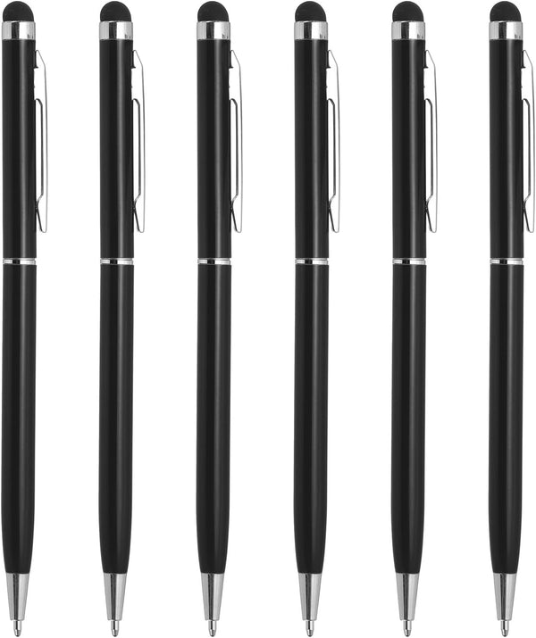 MECCANIXITY 6pcs Metal Stylus Pen, 2 in 1 Universal Retractable Ink Pen with Stylus Tips for Touch Screen Devices
