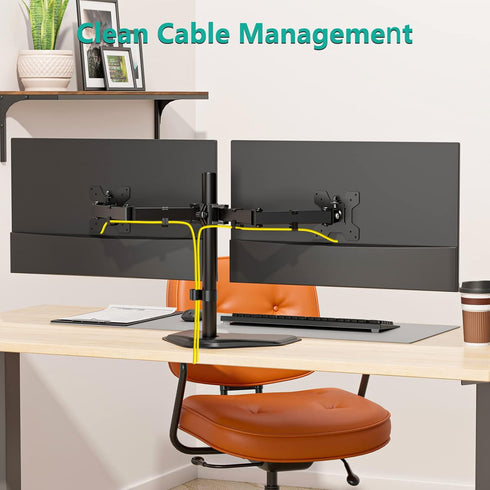 WALI Free Standing Dual LCD Monitor Fully Adjustable Desk Mount, Fits 2 Screens up to 27 inch, 22 lbs Weight Capacity