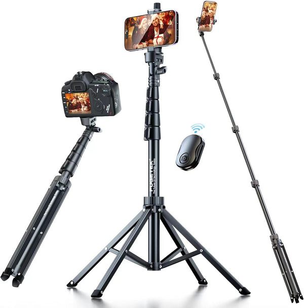 Fugetek 62" Professional Selfie Stick Tripod, Stable 4 Leg Design, Bluetooth Remote, Lightweight, Compatible with
