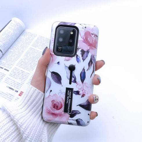 Compatible with Samsung Galaxy S20 Ultra Case, Rugged Shockproof Slim Fit Dual Layer, 3D Embossed Pink Flowers White