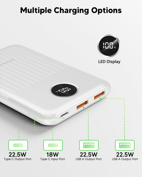 Szfakuer 10000mAh 22.5W Pack 17 16 15 14 S23 S22 S21 Portable Charger,Ultra Slim Power Bank,USB C in/Output Fast
