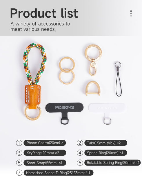 project-cb Phone Finger Ring Strap - Phone Tether Tab, Lanyard, Key Chain, Charms for Phone Case Accessories