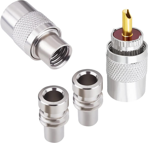 Goupchn PL259 Coax Connectors 2 Pack, UHF Male Plug Solder Adapters for RG58, RG59, RG8, RG8x, RG213 Coaxial Cable