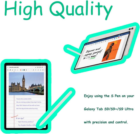 Galaxy Tab S9 Stylus Pen Replacement for Samsung Galaxy Tab S9, S9 Plus, S9 Ultra, All Versions S Pen + Tips (Beige)