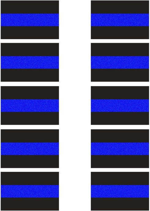 10 Pack Reflective License Plate Stickers (1.5" x 1") - Police Thin Blue Line Vinyl Decal Stickers Honoring Law
