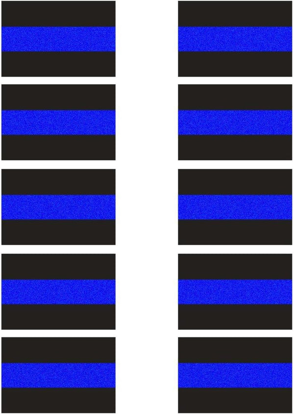 10 Pack Reflective License Plate Stickers (1.5" x 1") - Police Thin Blue Line Vinyl Decal Stickers Honoring Law