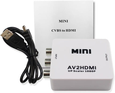Mini Composite HD AV CVBS 3RCA to HDMI Adapter Converter, Supports 720P 1080P for TV, VHS, DVD