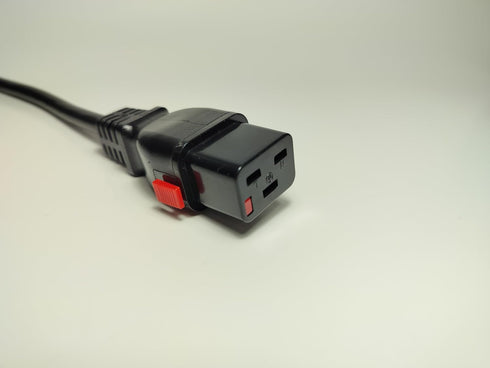 Generic IEC320-C19 14AWG, 5-15P 10ft Locking Power Cord, Flat Plug, Heavy Duty, SJTOW Cable for Appliances, Data