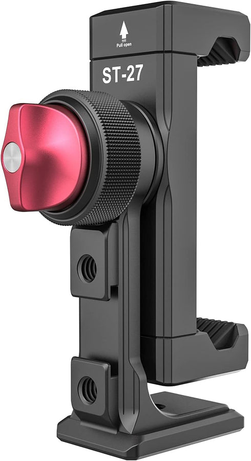 Metal Phone Tripod Mount with 3 Cold Shoes & Arca Port, 360° Smartphone Tripod Adapter for iPhone Samsung Cell Phone