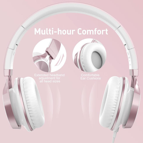 Headsets Headsets 3.5mm AILIHEN Wired Headphones with Mic, Girls Headphones for School, On-Ear for Chromebook Laptop
