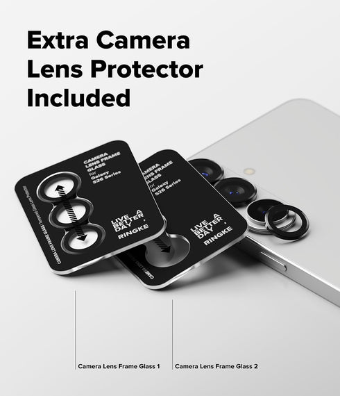 S26 S26 2 Pack Ringke Camera Lens Frame Glass for Samsung Galaxy and Plus Camera Lens Protector [Individual Lens