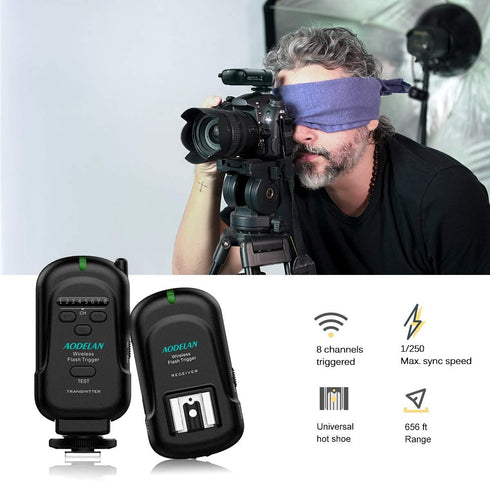 Wireless Flash Trigger 2.4 GHz with Transmitter and Receiver for Canon, Nikon, Panasonic, Olympus, Fuji, Pentax, Sony