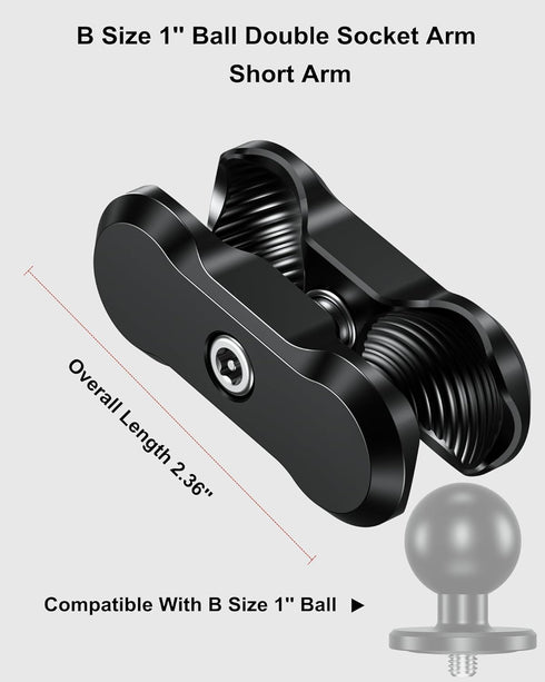 BRCOVAN Aluminum Alloy Anti-Theft Double Socket Arm | Compatible with RAM Mounts B Size 1'' Ball