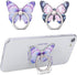 2 Pcs Butterfly Cell Phone Ring Stand Holder, Cute 360° Rotating Metal Finger Stand Holder (Purple, Blue)