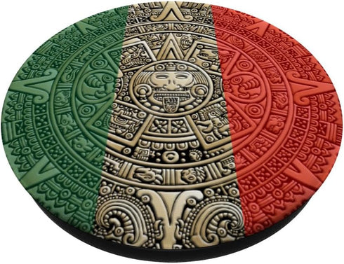 Mexico National Flag Calendar Aztec-Mexican Culture PopSockets PopGrip, Swappable Grip for Phones & Tablets