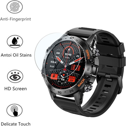 Compatible for SUNKTA K52 1.39" Military Smart Watch Screen Protector (3 Pack) 9H Tempered Glass Film
