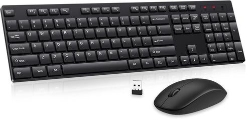 Wireless Keyboard and Mouse Combo, EDJO Silent Full Size USB Keyboard with Long Battery Life for Computer, Laptop, PC