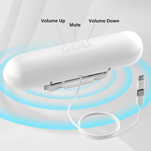 USB Speakers for Desktop Monitor, Single USB Desktop PC Speaker with Loud Sound, Volume Control, White