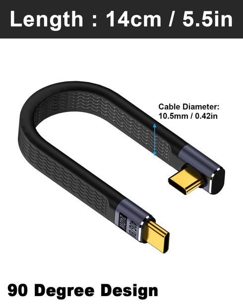 Poyiccot Short USB C Cable 5inch, Right Angle USB C Cable 40Gbps, Short USB C Thunderbolt 4 Cable - PD 3.1