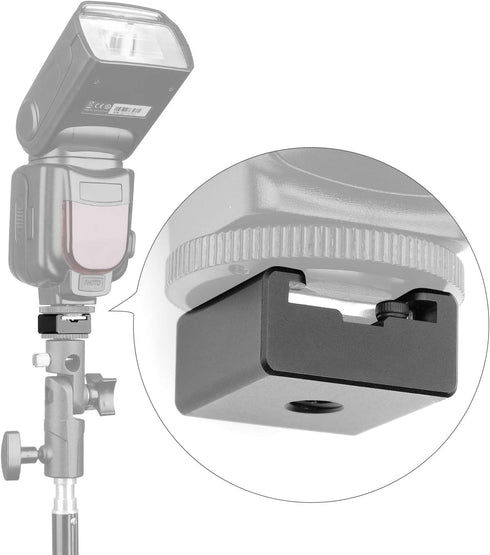 Updated Anwenk Flash Cold Shoe Mount Adapter - Flash Stand Adapter with 1/4"-20 Tripod Screw Thread for Camera Flash