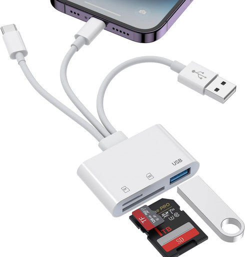 Ardaddyn 3-in-1 SD Card Reader for iPhone 17 16 15 14 iPad, Memory