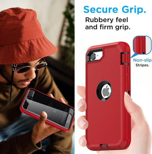 AICase iPhone SE 3rd & 2nd Gen Case with Built-in Screen Protector, Heavy Duty Shockproof 3-Layer Rugged Cover,