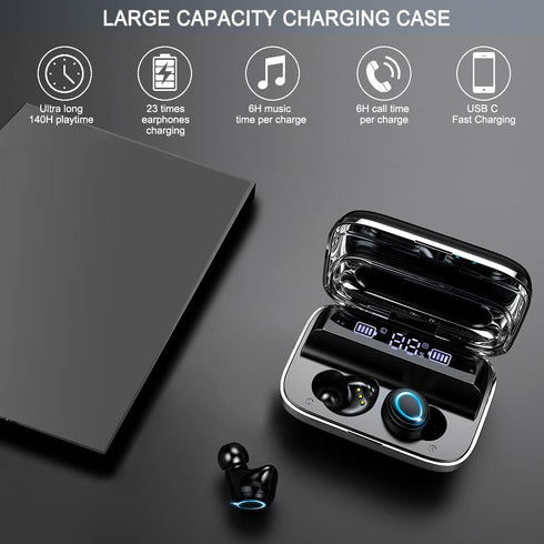Motast Wireless Earbuds, Bluetooth 5.3, 140H Playtime, HD Stereo Noise Cancelling Earphones with USB-C Charging Case