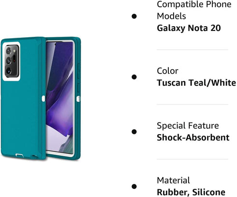 MXX Galaxy Note 20 Heavy Duty Protective Case, 3 Layers Rugged Rubber Shockproof Cover for Galaxy Note 20 (Tuscan