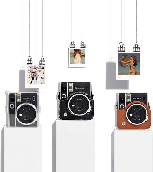 Rieibi Protective Case for Fujifilm Instax Mini 40, PU Leather Bag Cover with Strap for Instant Camera
