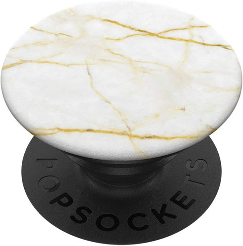 PopSockets PopGrip: Swappable Grip for Phones & Tablets, Elegant White Marble-Look - Black Grey Gold - Simple Modern