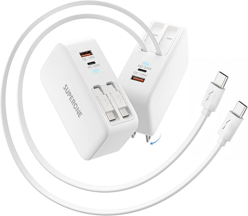 SUPERONE Retractable iPhone Charger, 4-Port USB C Charger Block, iPhone Chargers Fast Charging