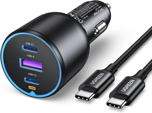 UGREEN 130W USB C Car Charger, PD 100W + PD 30W Type C Adapter, Fast Charging Compatible with iPhone 16, Galaxy S24,