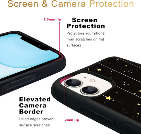 Cute Cat iPhone 11 Case, Yellow Cat Pattern Non-Slip Shock Absorption Soft Silica Gel Frame for Teen Girls