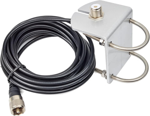 HYS L Shape Mount Mobile Antenna Bracket, SO239 to PL-259 with 16.4ft Low Loss RG-58 Coaxial Cable