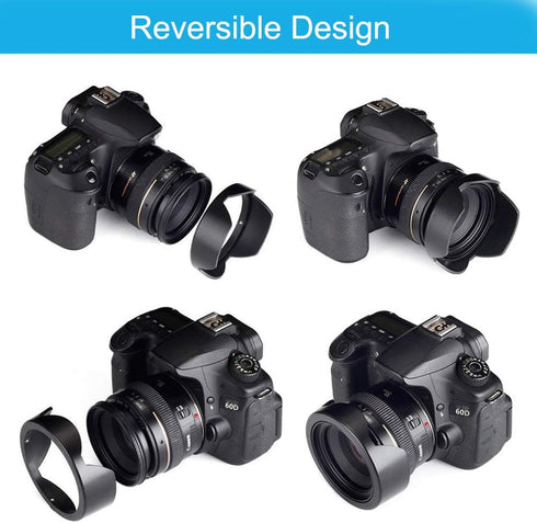 Veatree 67mm Lens Hood Set, Collapsible Rubber with Filter Thread, Reversible Tulip Flower Hood, Center Pinch Cap &