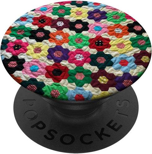 Cute Colorful Quilt Pattern Flowers PopSockets Adhesive PopGrip