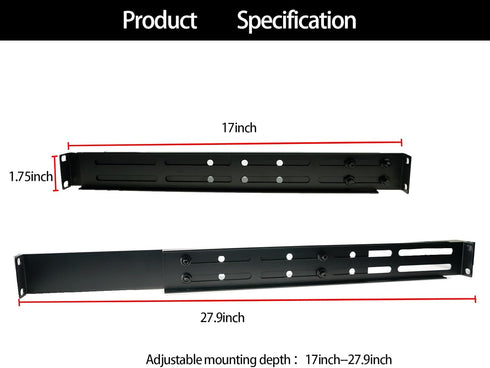 Suprwin 1U 4-Post 17"-27.9" Depth,110 Lbs Server Rack Rails, Universal Rack Mount Rails Fit for Dell Compaq Hp IBM APC