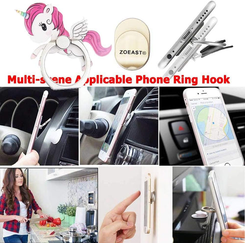 ZOSTLAND 3PCS Rainbow Horse Pegasus Phone Ring - Universal 360° Adjustable Finger Grip Stand Holder (3pcs Unicorn)