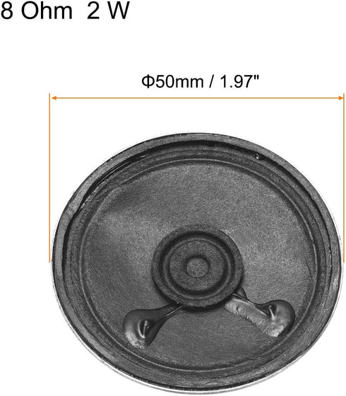 uxcell 2W 8 Ohm DIY Magnetic Speaker - 50mm Round Shape Replacement Loudspeaker, 2pcs