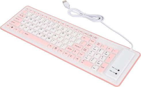Heayzoki Roll Up Keyboard, 103 Keys USB Wired Waterproof Mute Foldable Silicone Keyboard, Fadeless for PC Laptop Travel